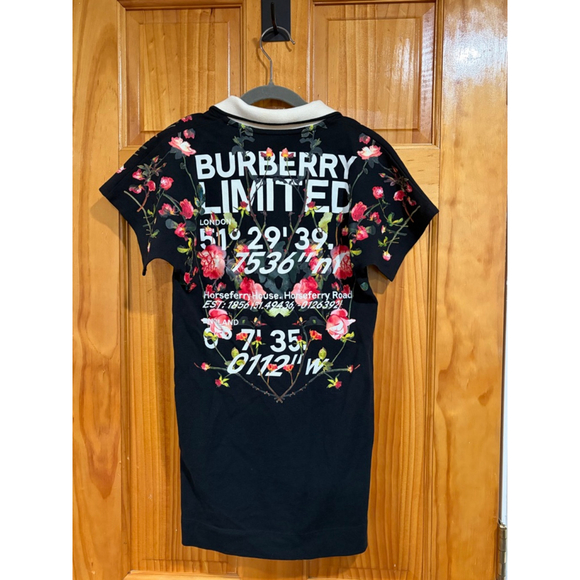 Burberry Girls 6Y Floral Logo Polo Dress Limited Print Black - Picture 7 of 9